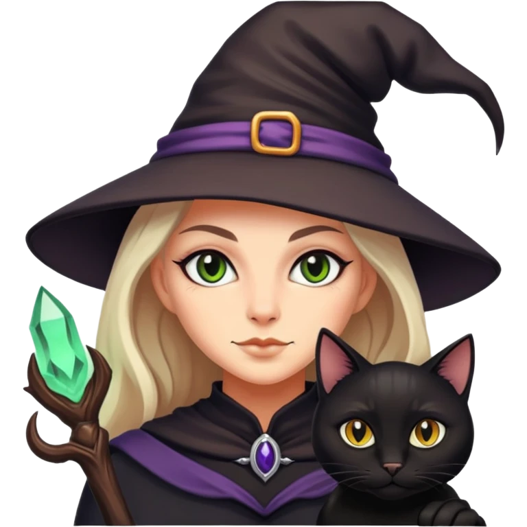 Witch with cat companion emoji