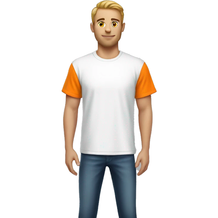 White tshirt with orange sleeves edges emoji