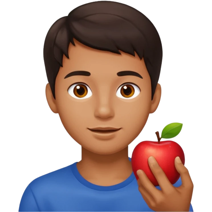 I want you to create an emoji of a spanish sergeant,  He should be a young guy with dark brown hair, brown eyes, his skin color like he’s tan and he’s eating an apple  emoji