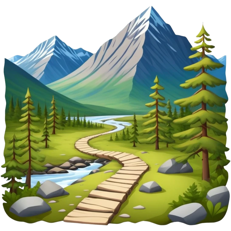 Kungsleden hiking trail in Swedish Lapland with mountains and forests emoji
