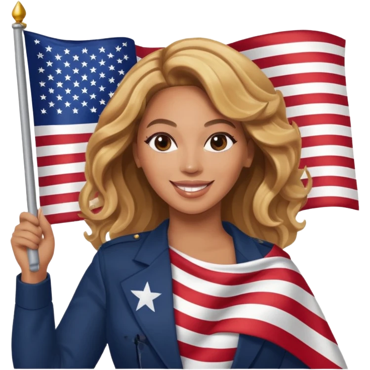 Beyonce with holding  american flag emoji