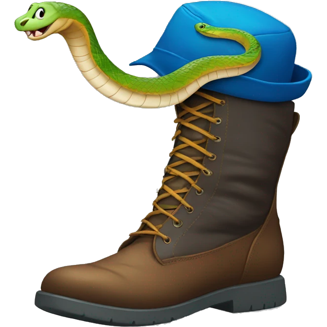silly snakes no tails with a blue cap inside a big boot  emoji