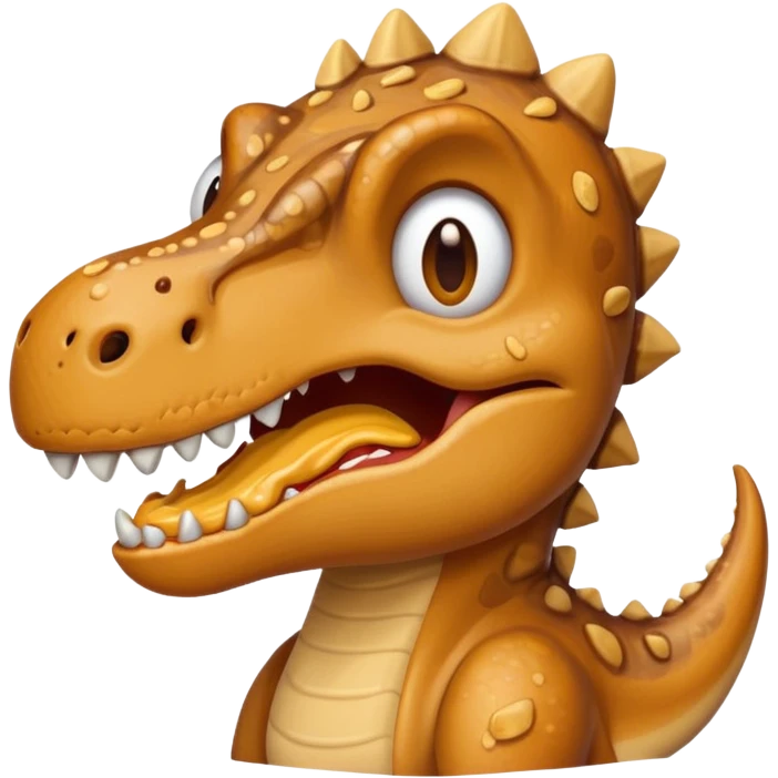 a dinosaur with peanut butter smeared on its face, emoji style emoji