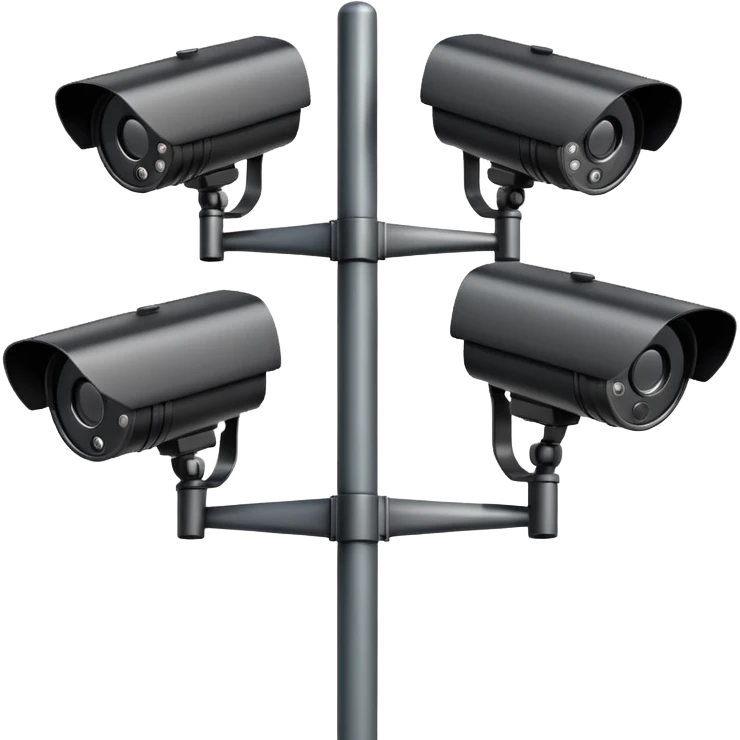 Four cctv cameras linked together on pole emoji