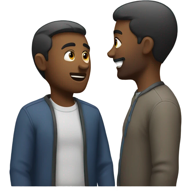 Two adults man talking  emoji