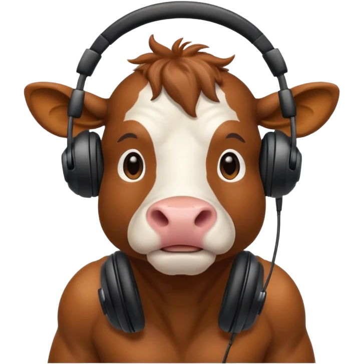athletic cow with black headphones emoji