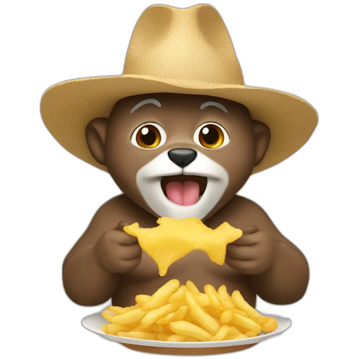 Mapache comiendo papá fritas emoji