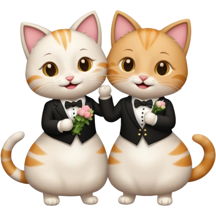 two happy cats getting married emoji