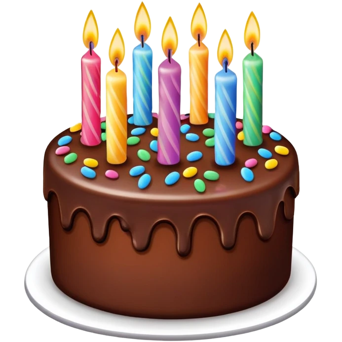 birthday cake with candles and frosting emoji