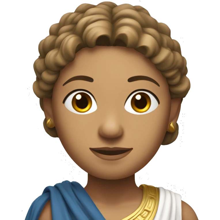 Woman wearing traditional greek toga, draped across body. Chest partially shown. emoji