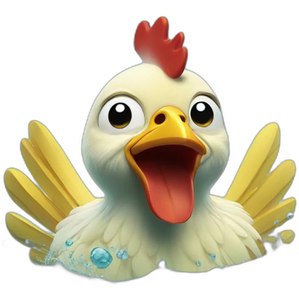 Chicken under water emoji