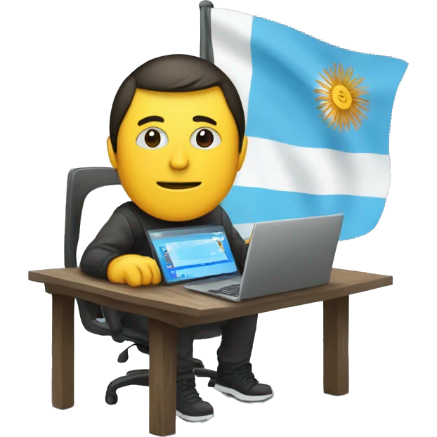 hacker using computer, with an argentinian flag behind the person emoji