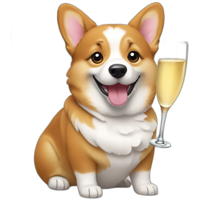 corgi with a bottle of champagne emoji