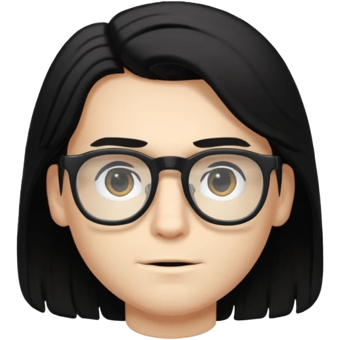 very handsome and very white skin boy with black mid length hair and glasses  emoji