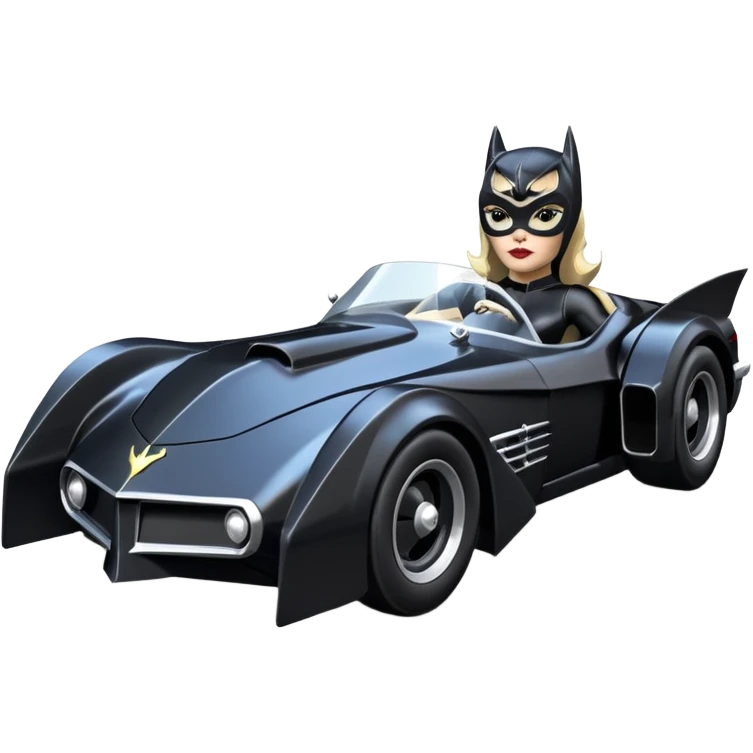  aerodynamic opulent dark rc futuristic concept Catwoman Batgirlmobile loosely based on 1977 Mustang roadster racing (flat long straight faceted mechanical body) winged stealthy street hot rod  emoji