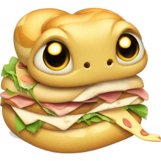 cute snake eating a sandwich emoji