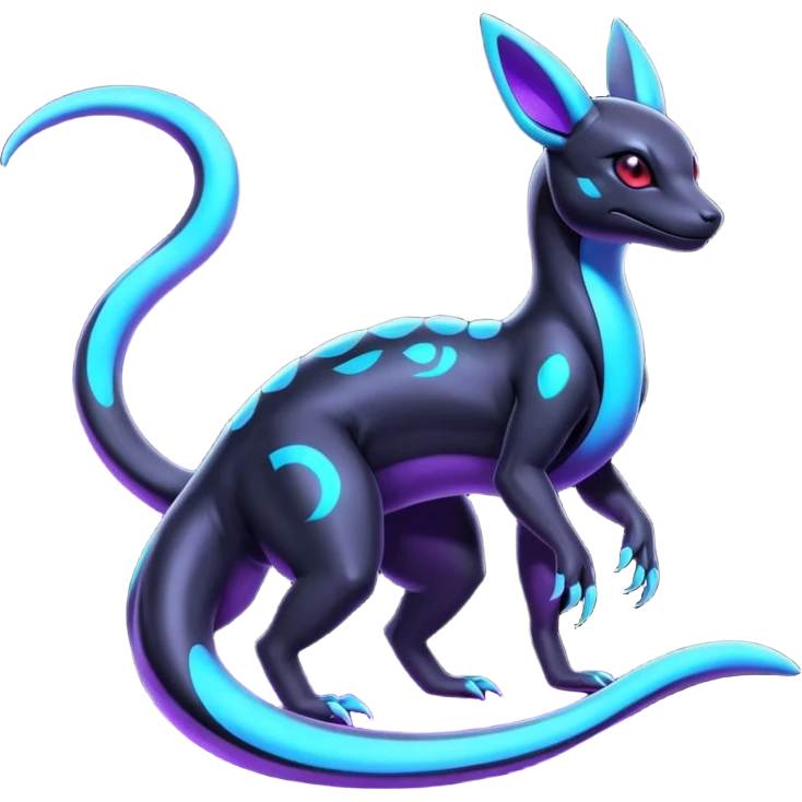 Shiny Cool Futuristic Salandit-Umbreon-Fakémon-hybrid-creature (full body)  emoji