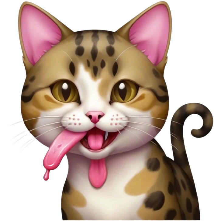 A slender Jianzhou cat licking her hand emoji