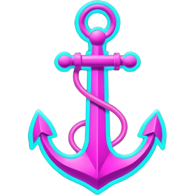 A neon futuristic cyberpunk anchor outline, that would be made of neon tubing on a sign emoji