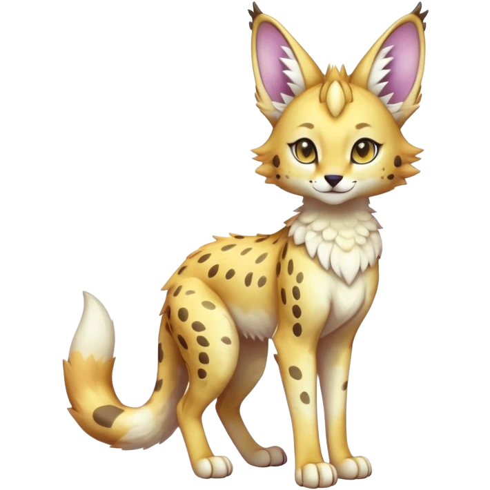 Cute Kawaii Epic Ethereal Sparkly Colorful Sergal-Serval-Vernid full body emoji