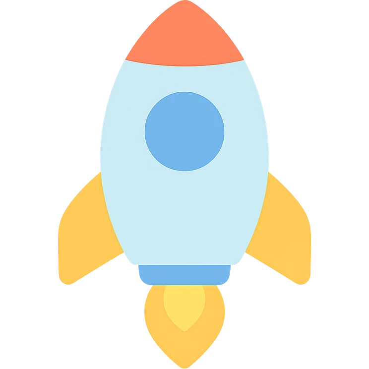 colored icon of a rocket emoji