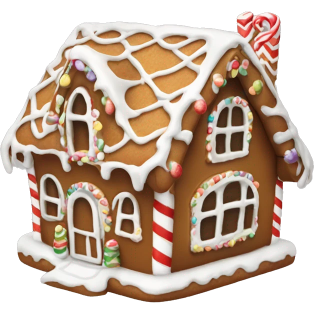 Cute gingerbread house white frosting emoji