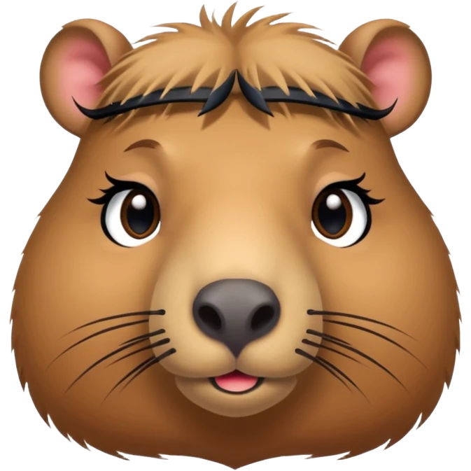 capybara with faka eye lashes and make up emoji