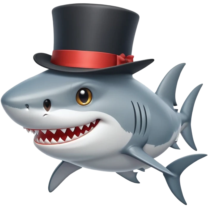 Shark with a top hat emoji