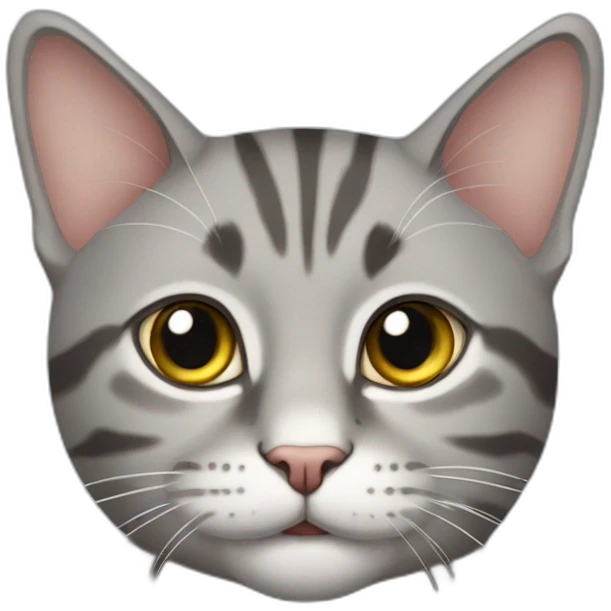 Tabby Grey cat with one ear emoji