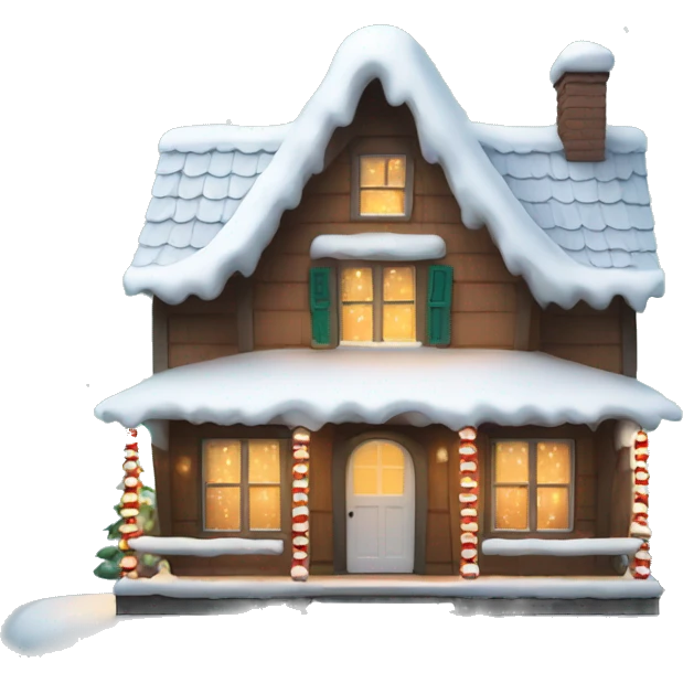 Cute Dutch house with snow and Christmas lights emoji