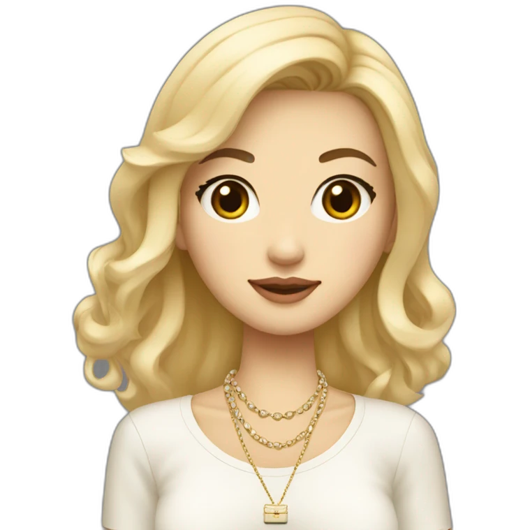 Blonde Asian girl with Birkin bag and Chanel necklace emoji