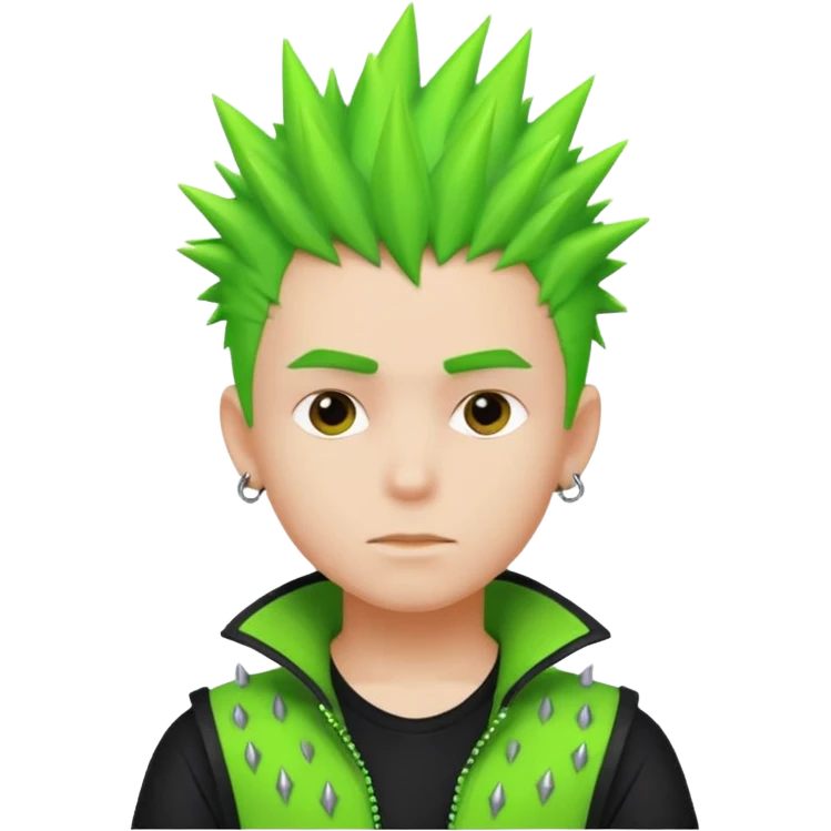 Boy with Neon Spiky Hair – green spikes emoji