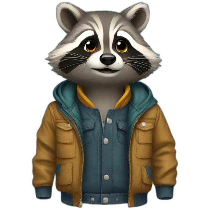 raccoon with a jacket emoji