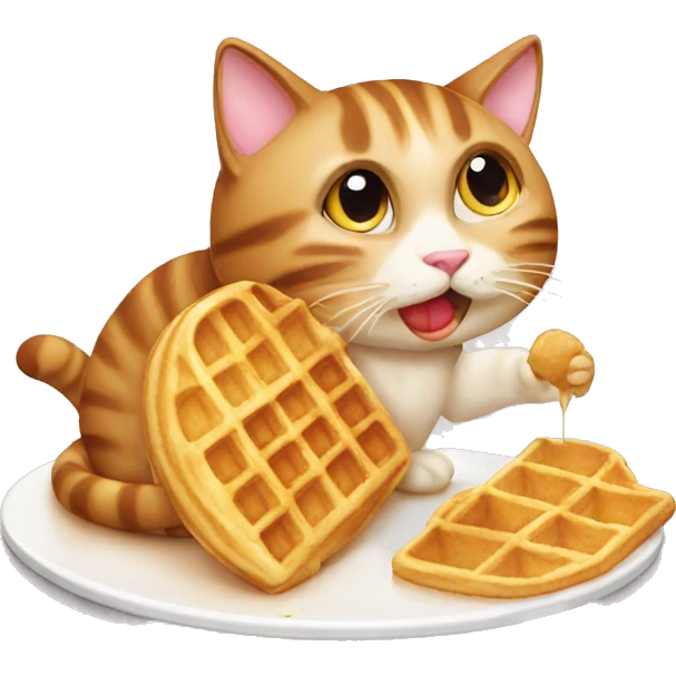 Cat eating waffle emoji