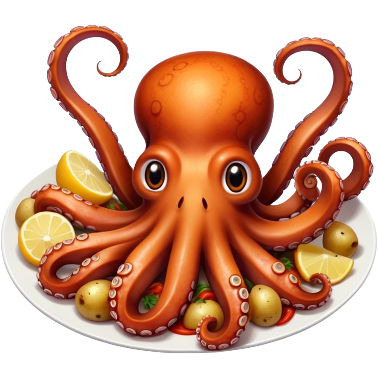 Octopus cooked in slices with paprika and potatoes emoji