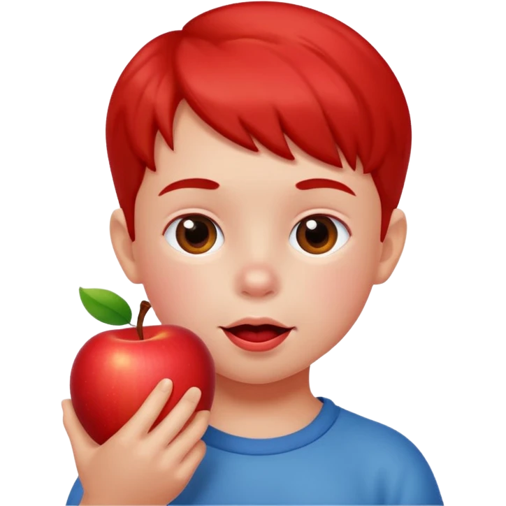 Bambino che mangia la mela emoji