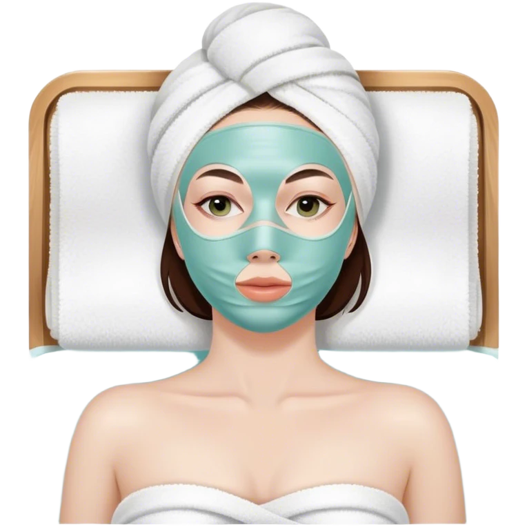 Lady with face mask spa beauty full face relaxing pale skin emoji