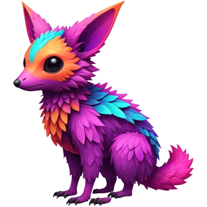 futuristic lush warm-colored neon-colored Fakémon-Trico-creature (full body) emoji