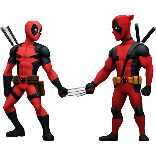 Deadpool and Wolverine holding hands emoji