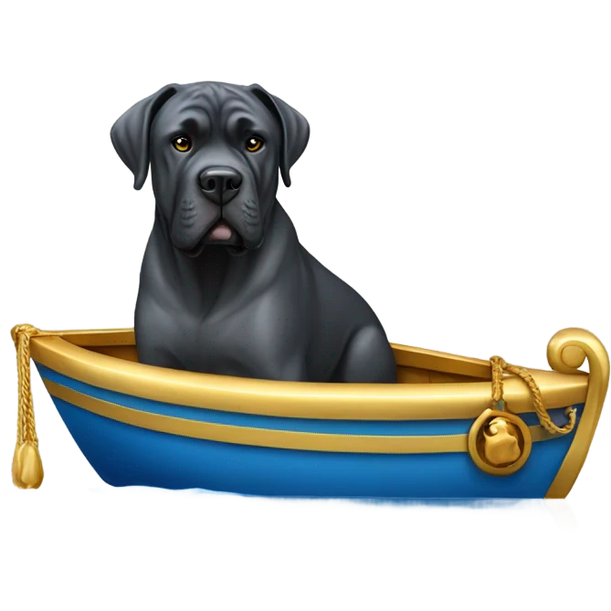 A Cane Corso on a gold and blue yacht. emoji