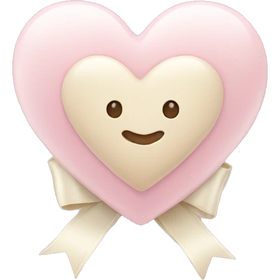 light pink heart with cream bow emoji