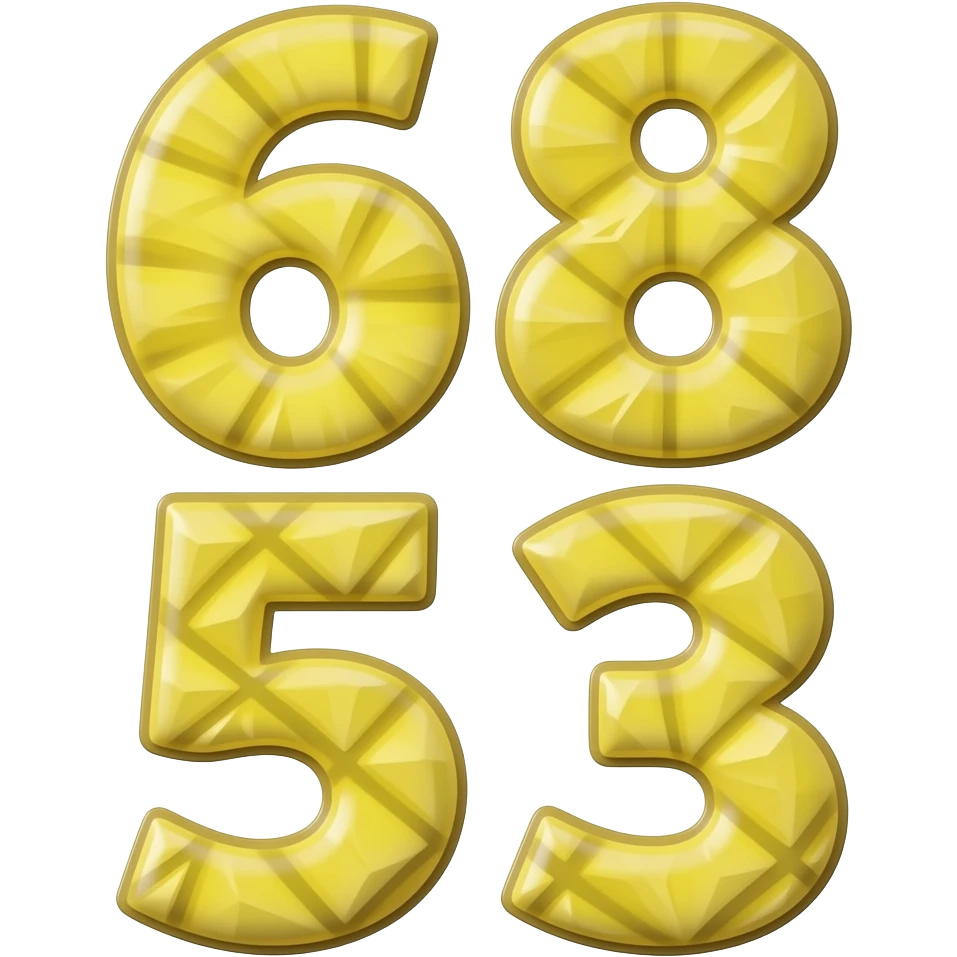 👉 "show both numbers 58 and 53 together in one image, pineapple texture, 3D glossy style, centered, white background" emoji