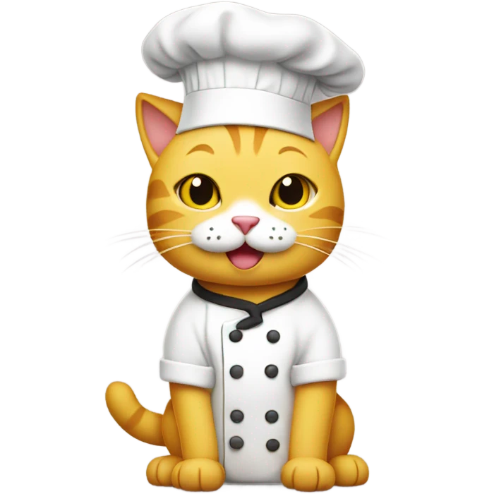 Yellow cat wearing a chef hat making biscuits emoji