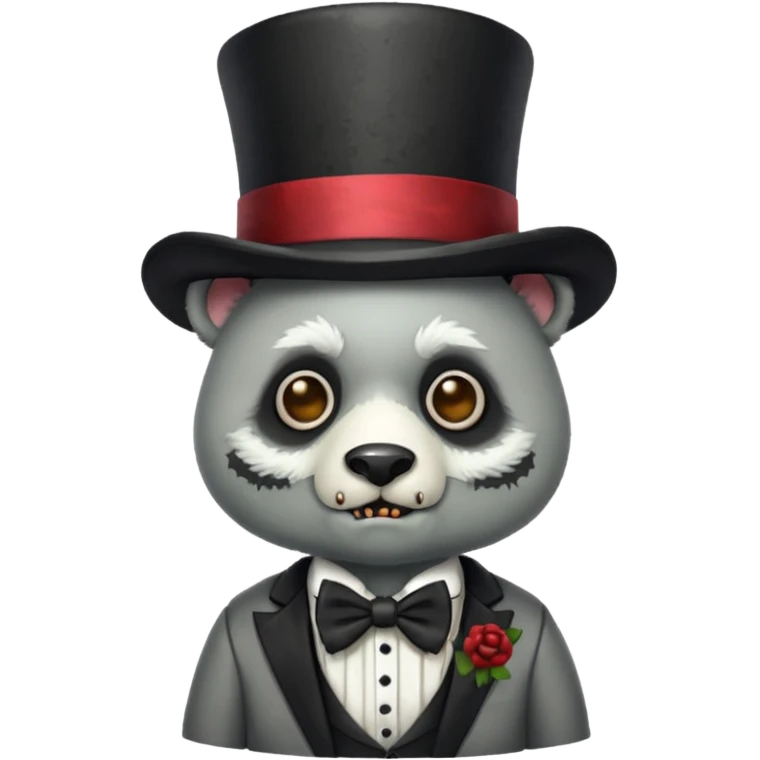 zombie panda with bow tie and top hat emoji