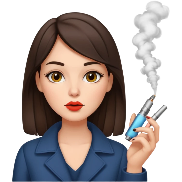 Brunette female smoking a vape emoji