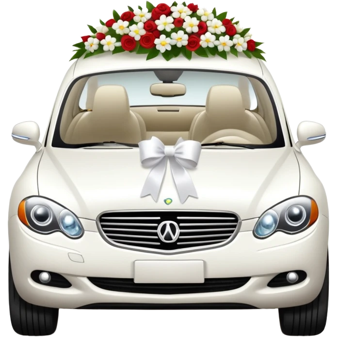 luxury car with wedding decorations, horizontal emoji