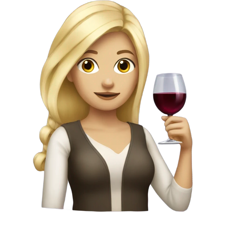 Blonde girl with wine emoji