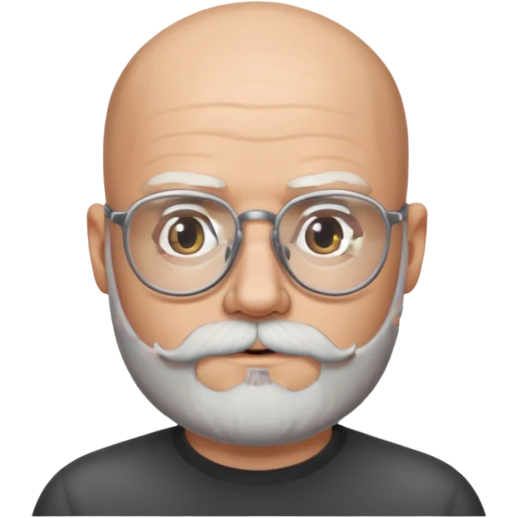 Bald man with salt and pepper beard and glasses emoji