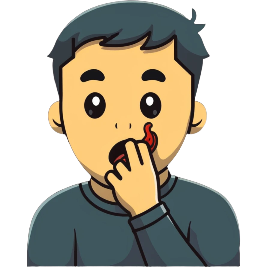 man choking himself emoji