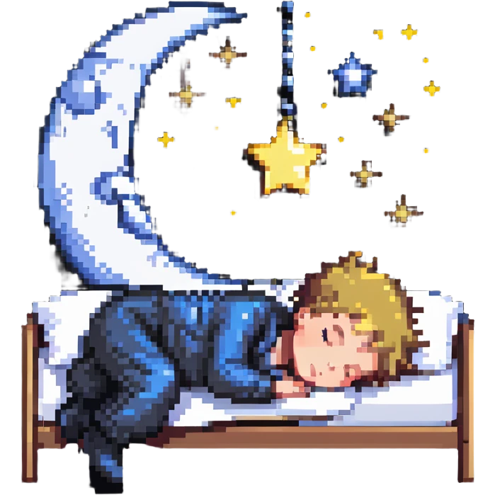 boy sleeping with Z symbols stars and moon emoji